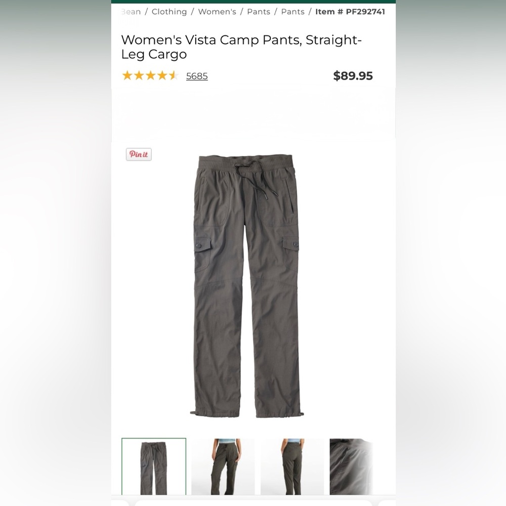 L.L. Bean Women's Vista Camp Pants, Taupe, Straight-Leg Cargo. XL.